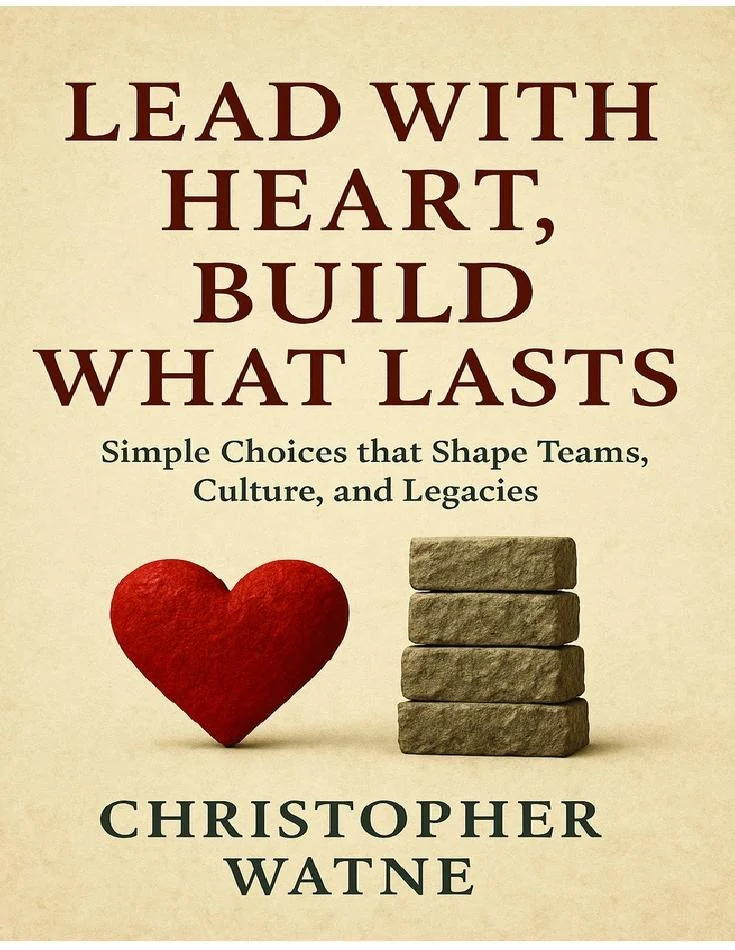 Lead with Heart Build What Lasts book cover with a red heart and stacked stones